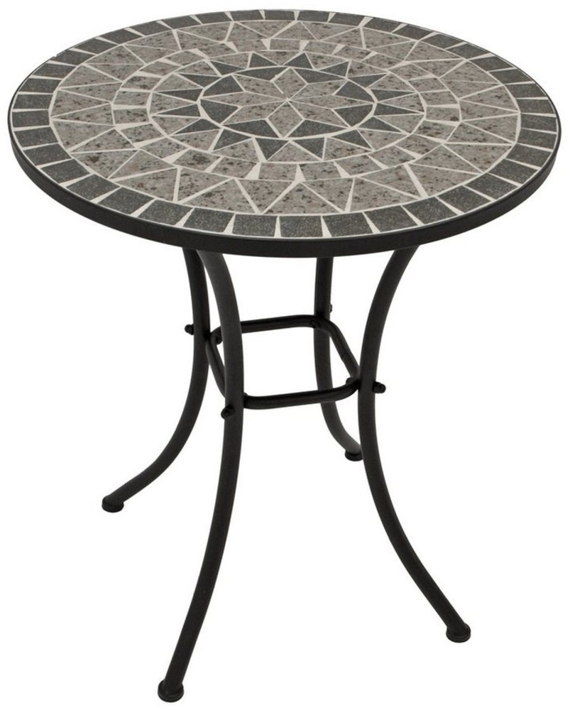 DEGAMO Bistrotisch SIENA (1-St), 60cm rund, Gestell Eisen schwarz, Tischplatte Mosaik grau/weiss Bild 1