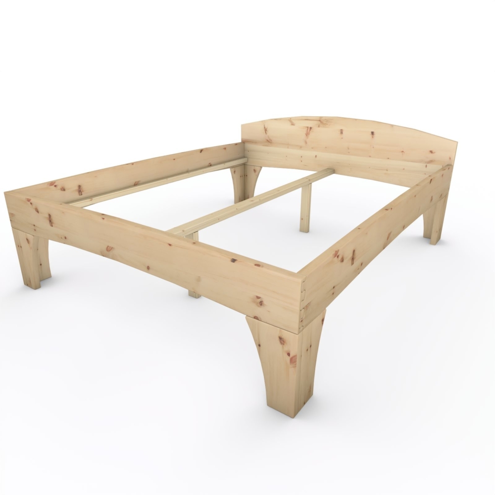Zirbenbett Massivholzbett "Rosi" metallfrei 180 x 220 cm 58 cm ohne Kopfteil Bild 1