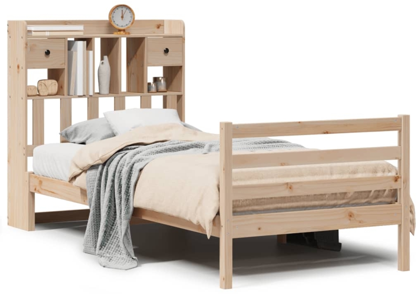 vidaXL Massivholzbett mit Regal ohne Matratze 100x200 cm Kiefer 3321934 Bild 1