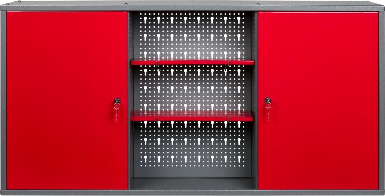 Kreher Werkzeugschrank Metallschrank mit 2 Türen für Werkstatt (Rot) Bild 1