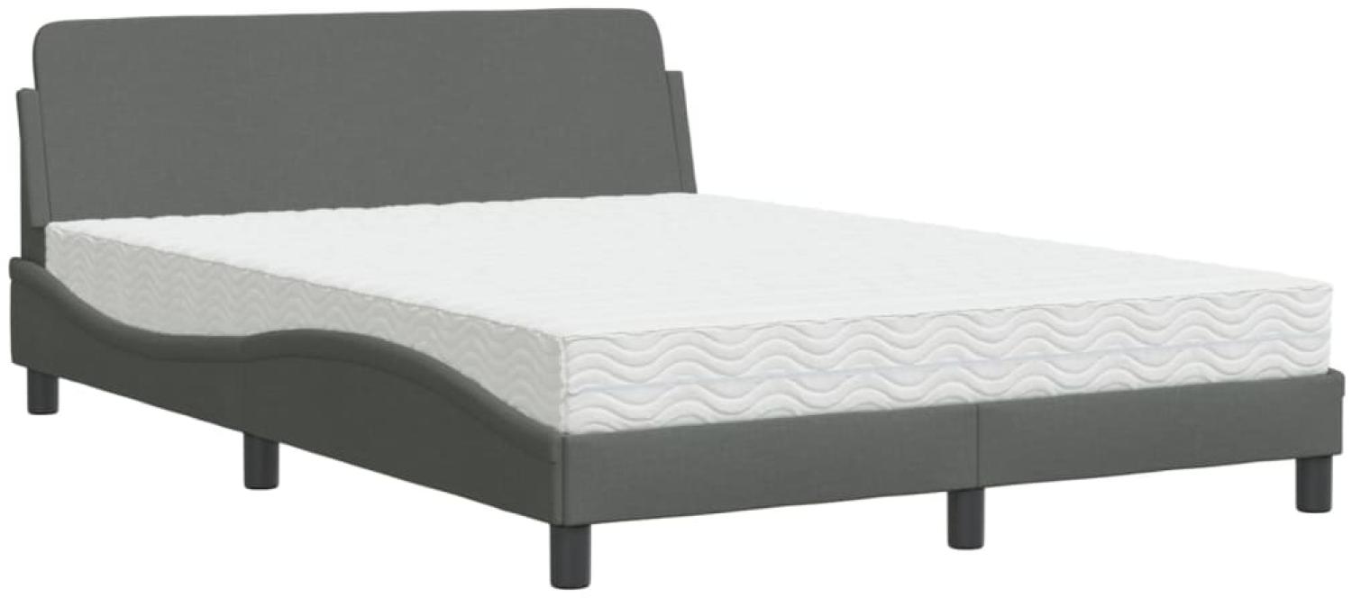 vidaXL Bett mit Matratze "Dover" Dunkelgrau 120x200 cm Stoff 3208365 Bild 1