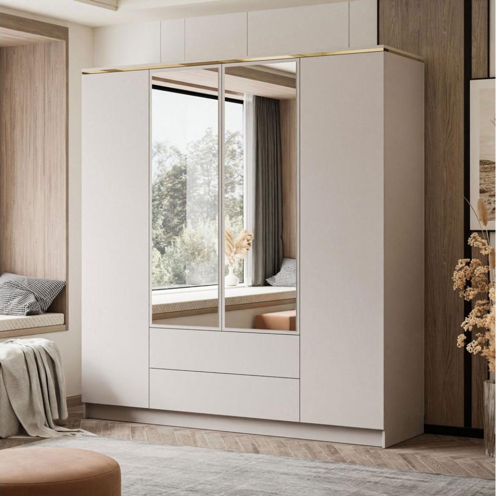 Lookway Kleiderschrank AURORA 4D2SZ KASCHMIR mit Spiegel Breite: 200 cm Bild 1