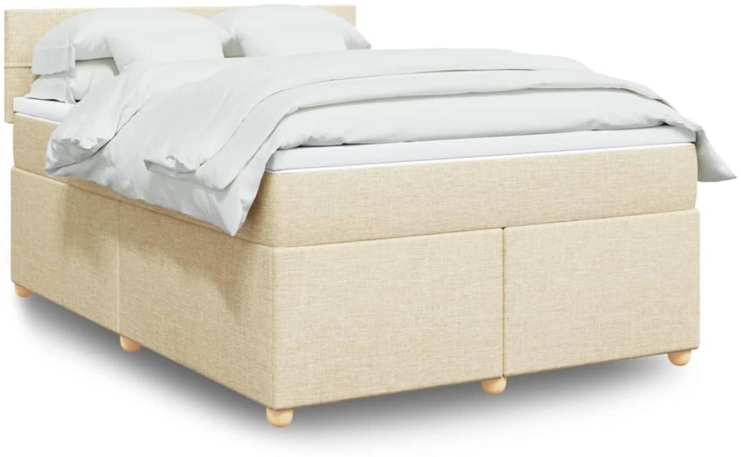 vidaXL Boxspringbett mit Matratze Creme 140x200 cm Stoff 3289008 Bild 1