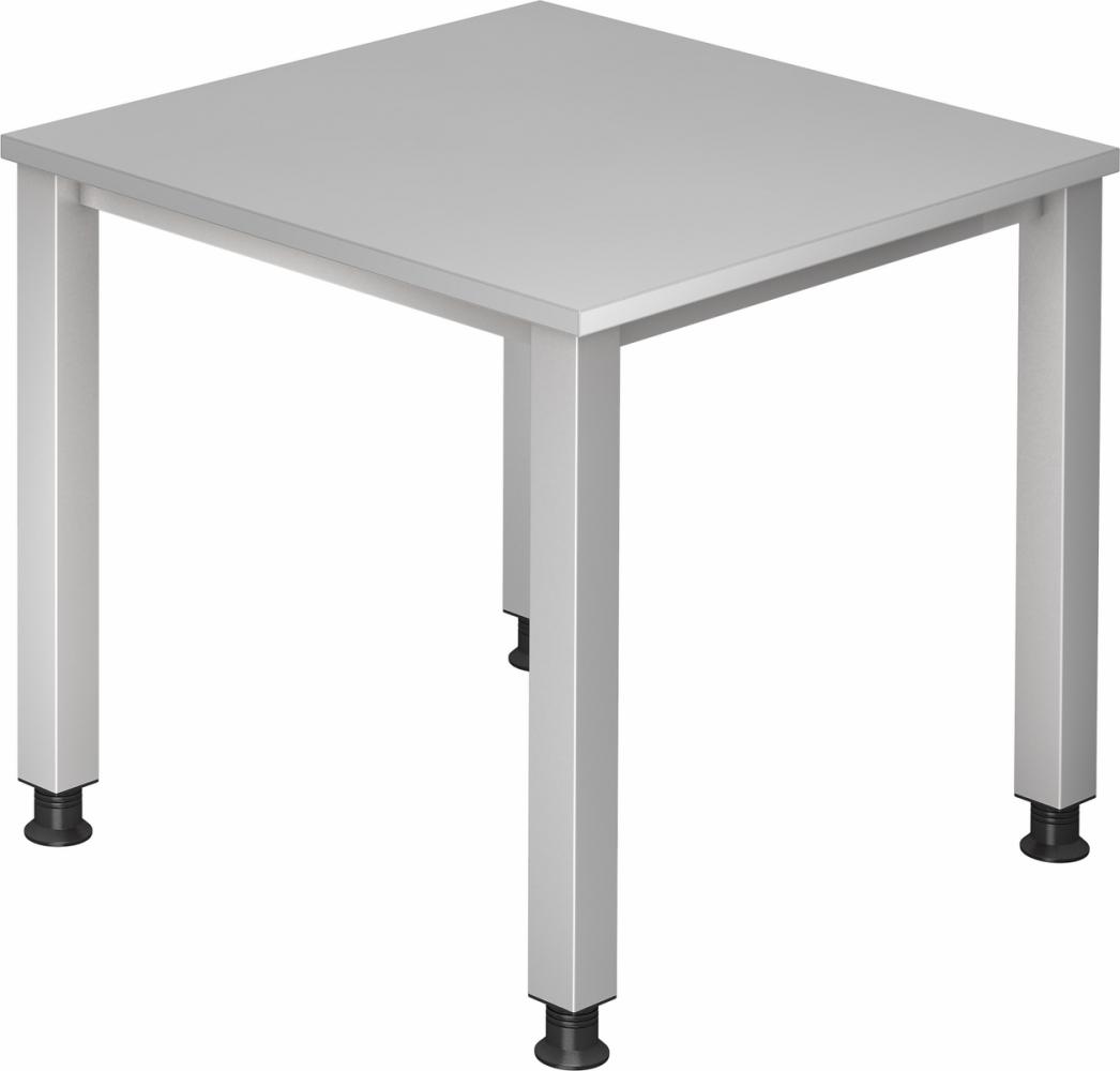 bümö manuell höhenverstellbarer Schreibtisch 80x80 cm in grau - PC Tisch höhenverstellbar & klein, höhenverstellbarer Tisch Büro, kleiner Computertisch verstellbar, Q-Serie, QS-08-5 Bild 1