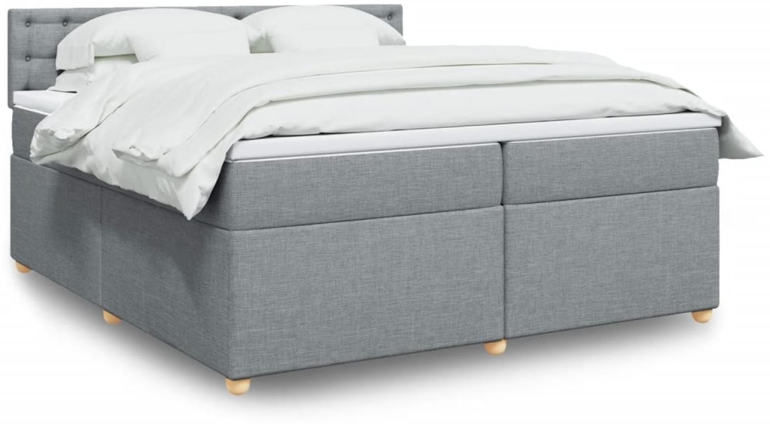 vidaXL Boxspringbett mit Matratze Hellgrau 200x200 cm Stoff 3289101 Bild 1