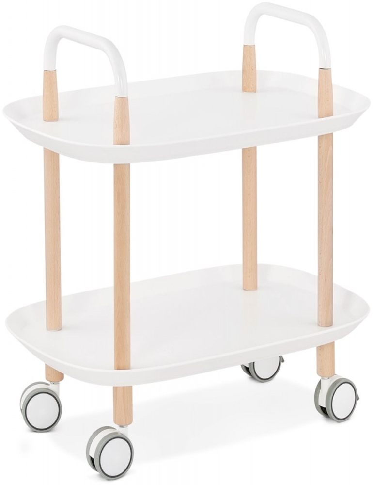 Rollwagen VELOCE | Trolley auf Rädern, bestehend aus 2 Tabletts | 57,5 x 37 x 59 cm | Servierwagen Holz, Kunststoff | Rollwagen Kadima Design Bild 1