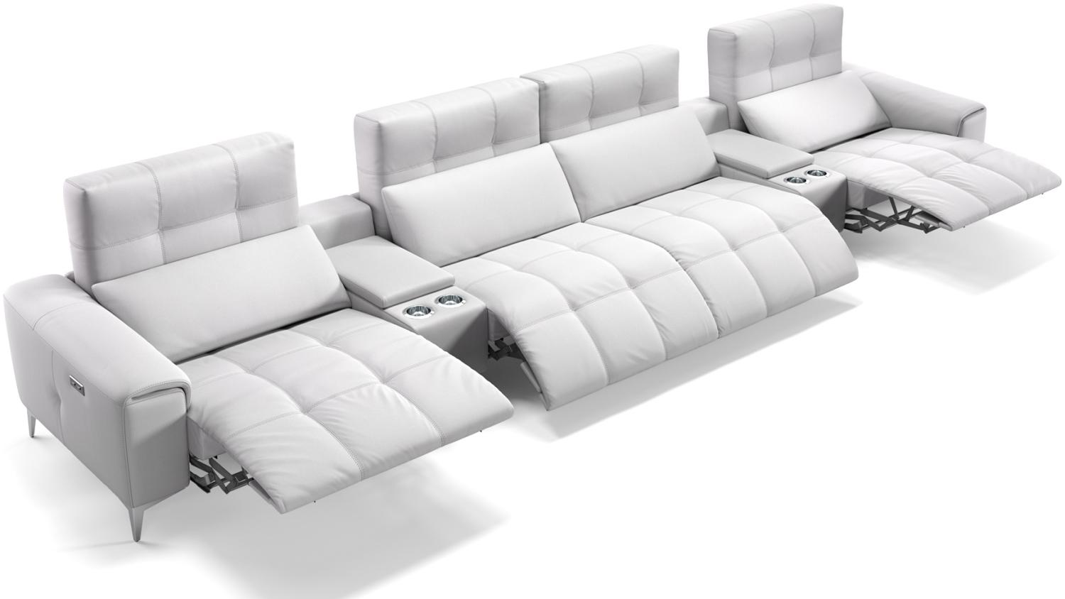 Sofanella Kinosofa SALENTO 4-Sitzer Ledercouch Hometheater in Weiß S: 374 Breite x 100 Tiefe Bild 1