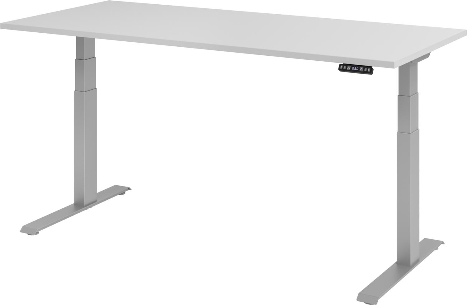 bümö elektrisch höhenverstellbarer Schreibtisch 180x80 cm in grau, Gestell silber mit Memory-Steuerung, elektrischer Bürotisch höhenverstellbar Gaming Tisch, XDKB19-5-S Bild 1