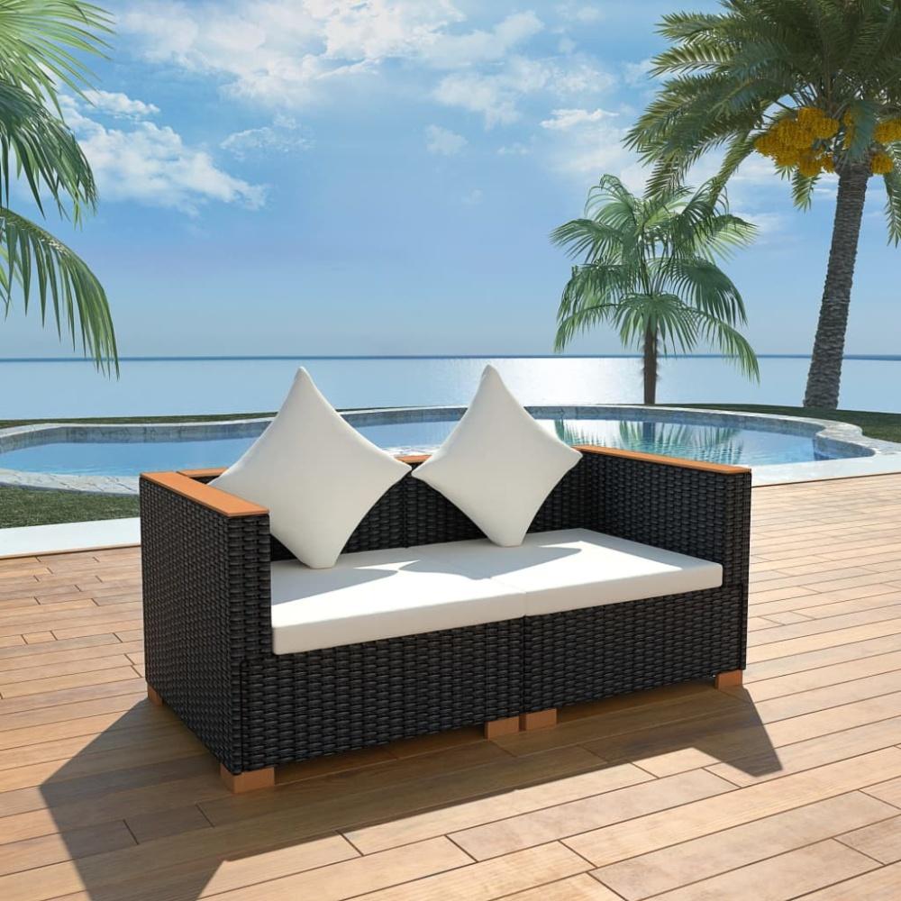 vidaXL Gartensofa Poly Rattan Schwarz 42754 Bild 1