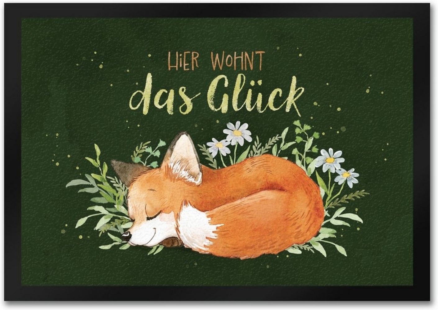 speecheese Fußmatte Hier wohnt das Glück Fußmatte in 35x50 cm mit Fuchs im Aquarell-Stil Bild 1