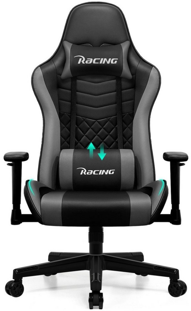 Hiazurm Gaming-Stuhl Gaming Stuhl, Gaming Chair, gamer stuhl Wippfunktion bis zu 170° (Bürostuhl Ergonomisch mit Verstellbare Lordosenstütze, Kopfstütze, Armlehnen), Schreibtischstuhl 150 kg Belastbarkeit Bild 1