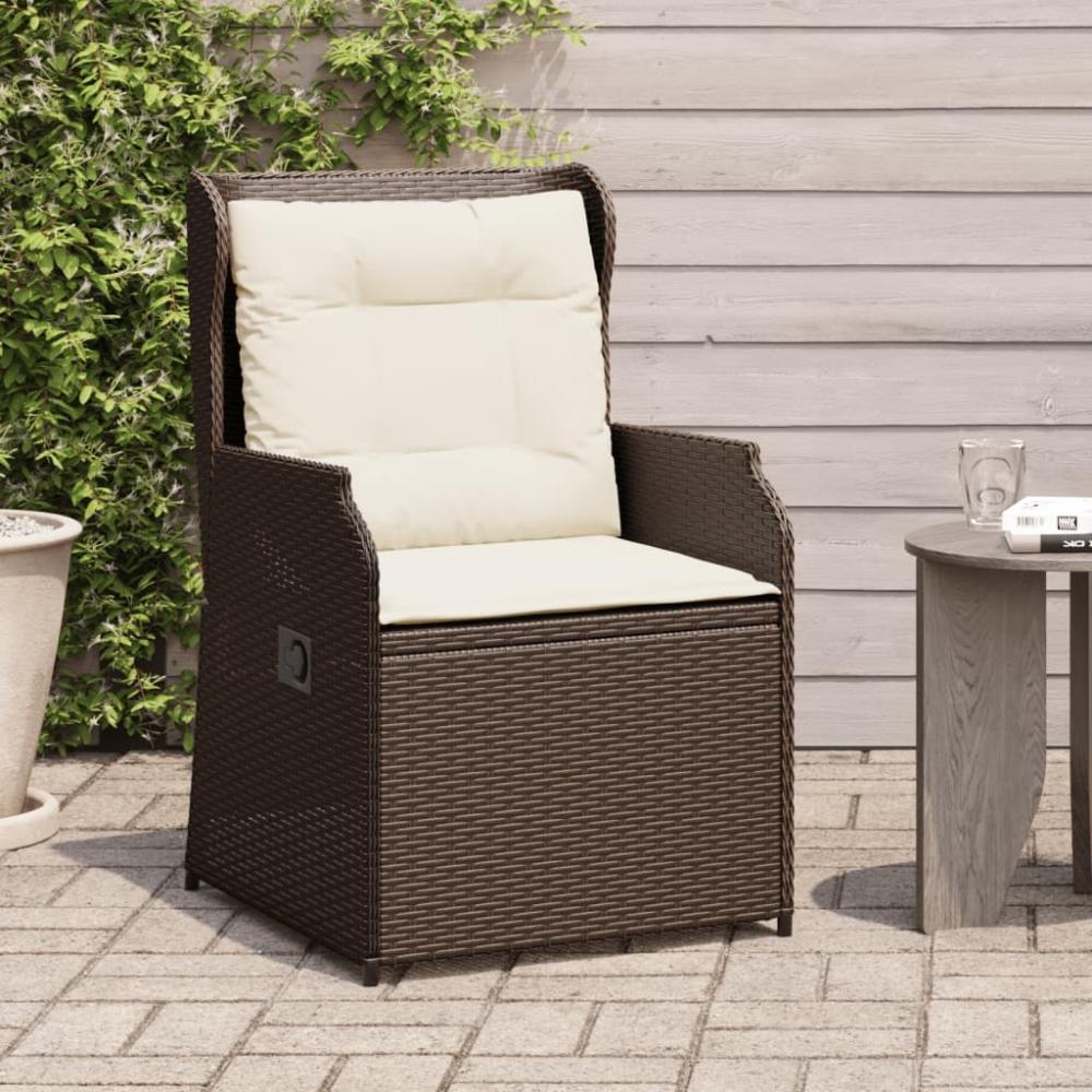 vidaXL Gartensessel mit Kissen 2 Stk. Verstellbar Braun Poly Rattan 368992 Bild 1