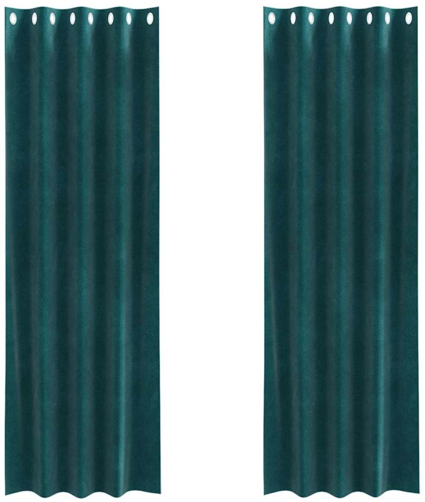 vidaXL Verdunkelungsvorhänge 2 pcs Dunkelgrün 140 x 225 cm Samt 4107210 Bild 1