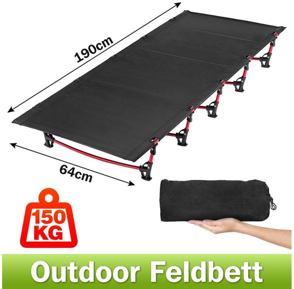 OSTWOLKE Campingliege Feldbett Outdoorbett klappbar Gästebett Reisebett Campingbett bis150kg (1-St) Bild 1