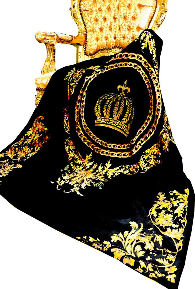 Luxus Wohndecke Pompöös by Casa Padrino Barock Chains & Crown Schwarz / Gold von Harald Glööckler mit Glitzersteinen Bild 1