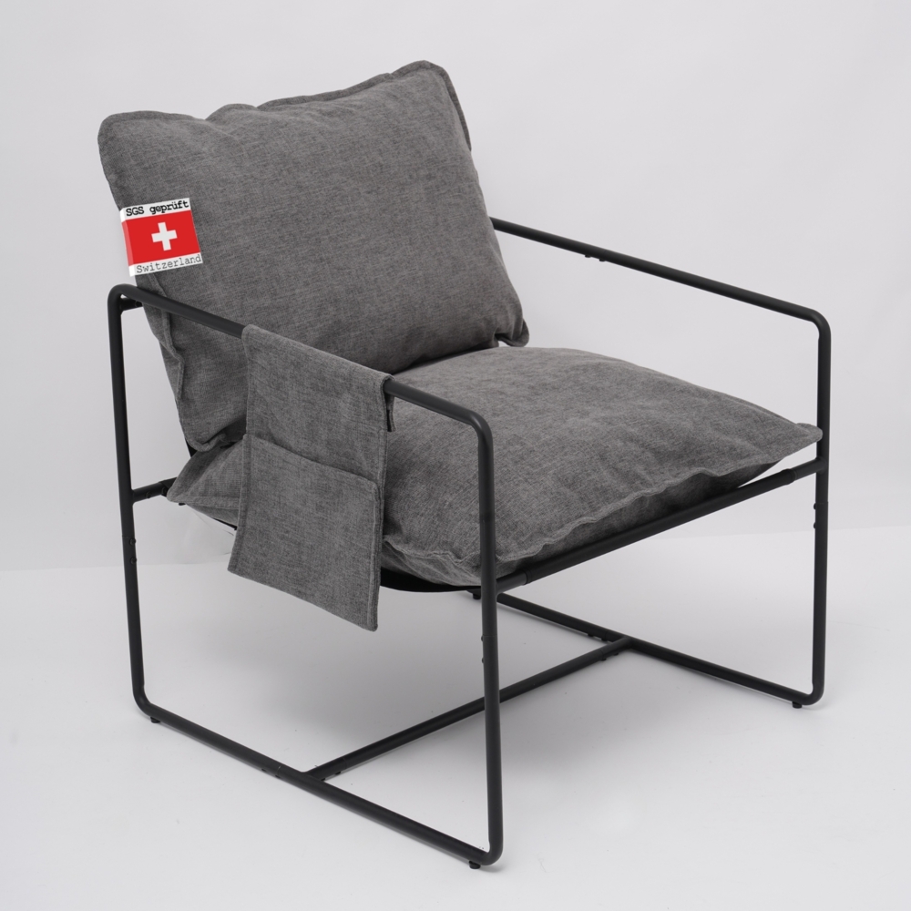 Albatros Designer Vintage Sessel Breston, hochwertiger Stoff Bezug in Grau, sehr bequem, Relaxsessel Loungesessel für Wohnzimmer, Schlafzimmer oder als Fernsehsessel Bild 1