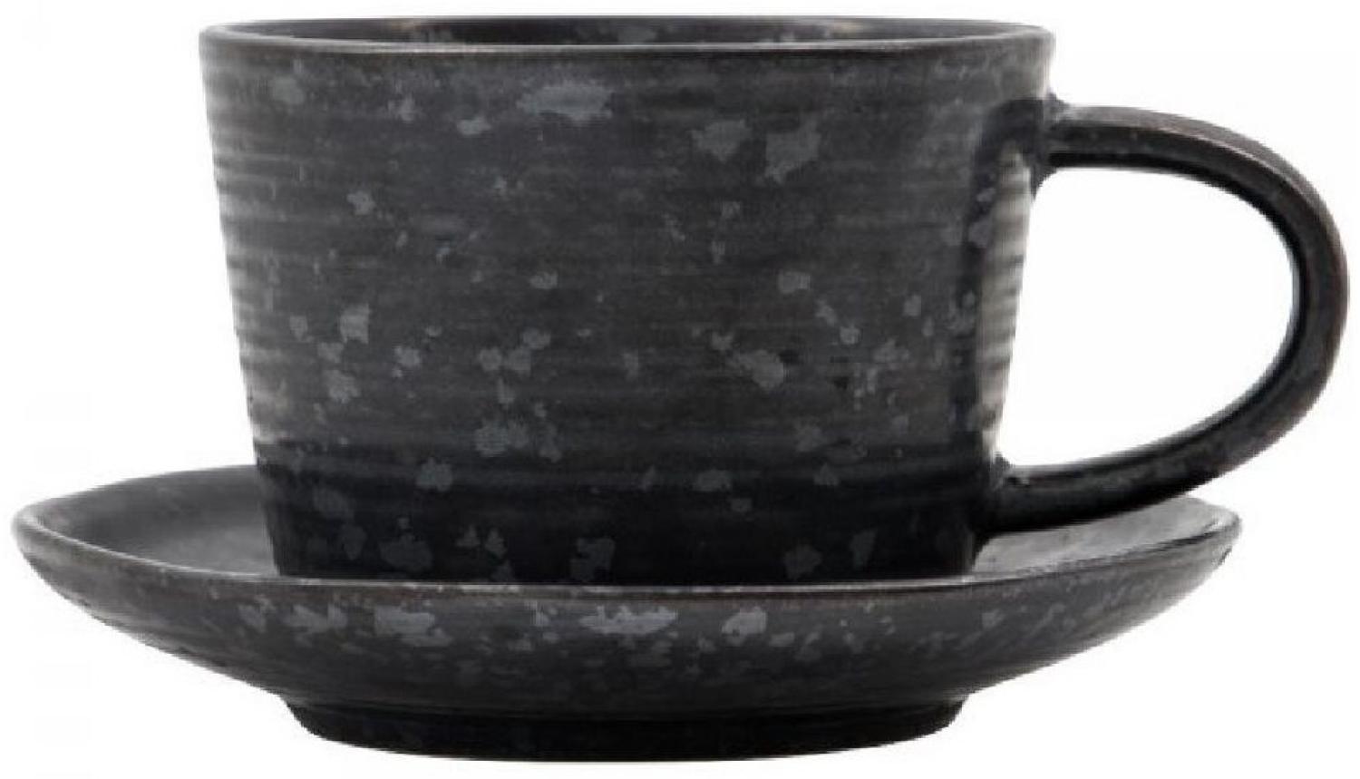 House Doctor Tasse Kaffeetasse mit Untertasse Pion Schwarz-Braun (2-teilig) Bild 1