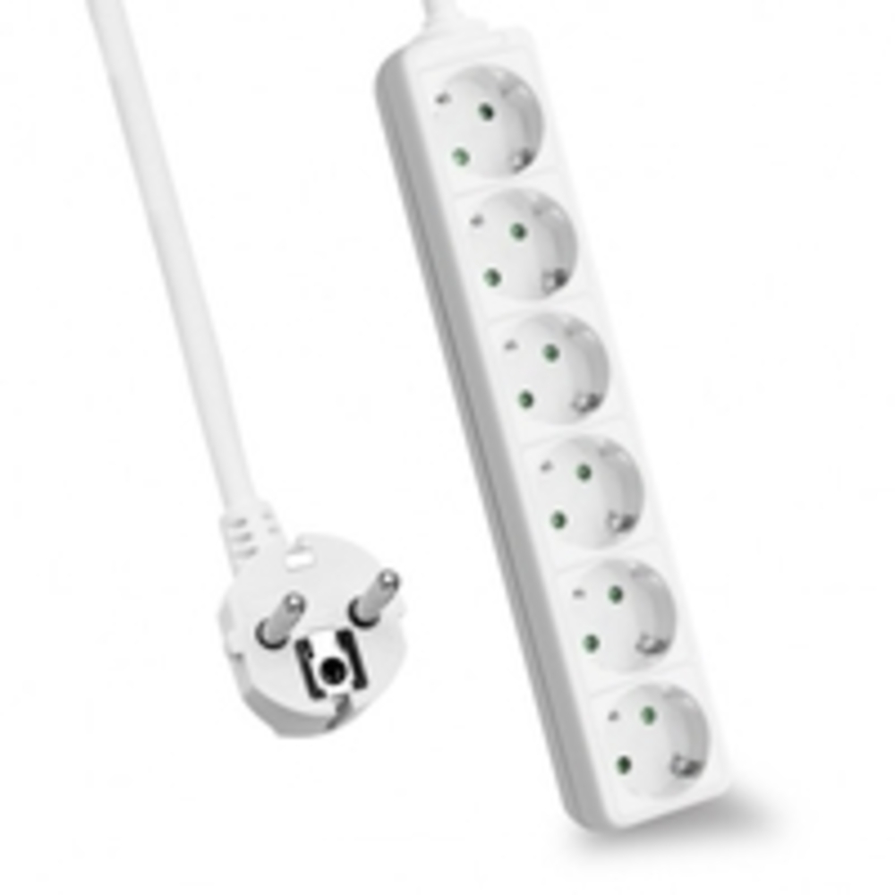 helos Steckdosenleiste CLASSIC, 6-fach, weiß, 5,0m, ohne Schalter robustes klas Bild 1