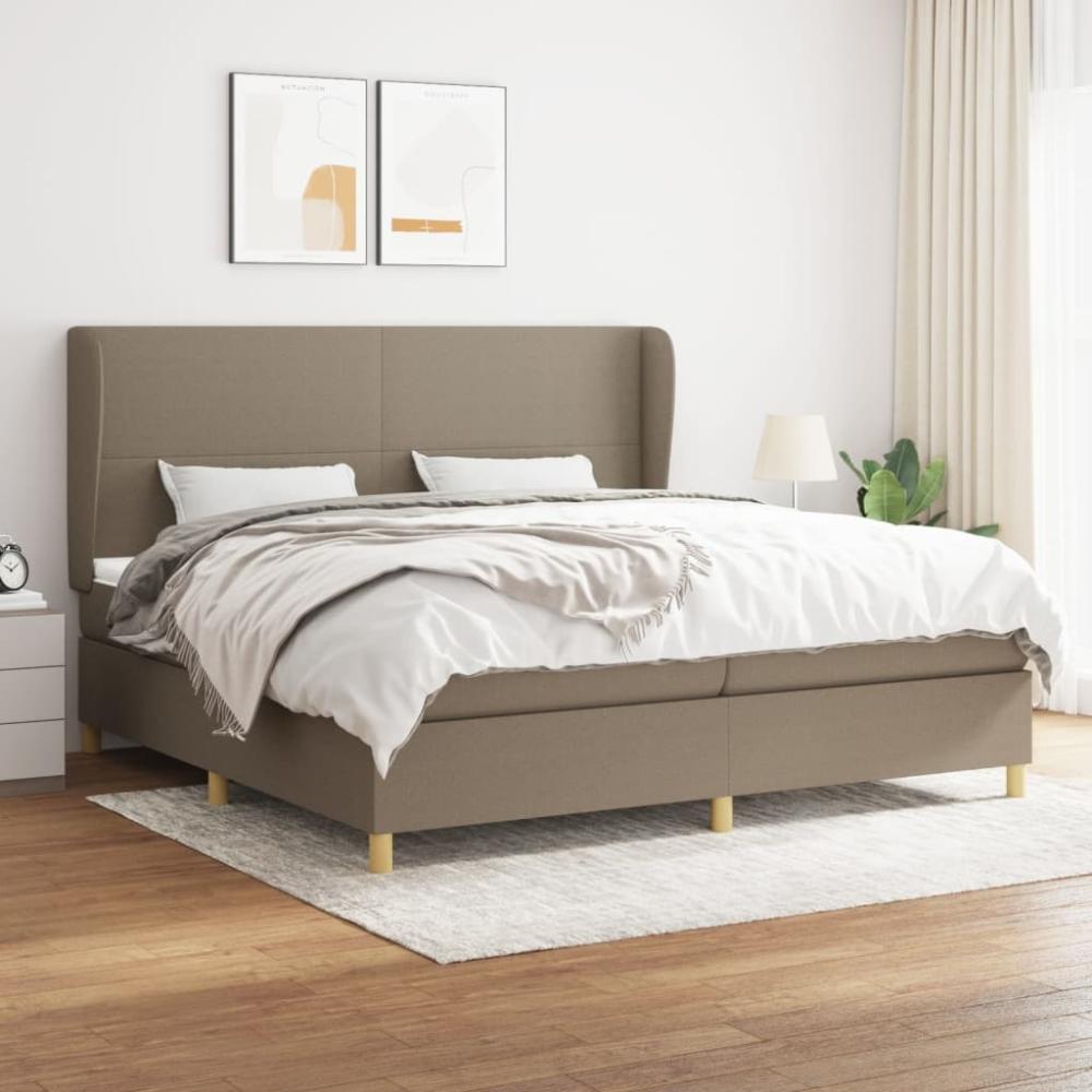 Boxspringbett mit Matratze Stoff Taupe 200 x 200 cm, Härtegrad: H2 [3128393] Bild 1