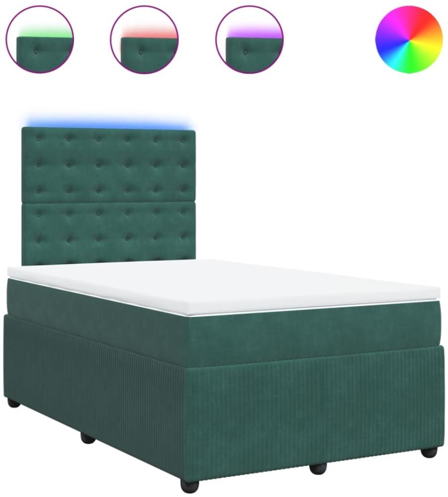 vidaXL Boxspringbett mit Matratze Dunkelgrün 120x200 cm Samt 3294625 Bild 1