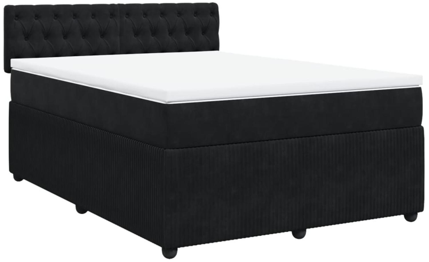 vidaXL Boxspringbett mit Matratze Schwarz 140x200 cm Samt 3287766 Bild 1