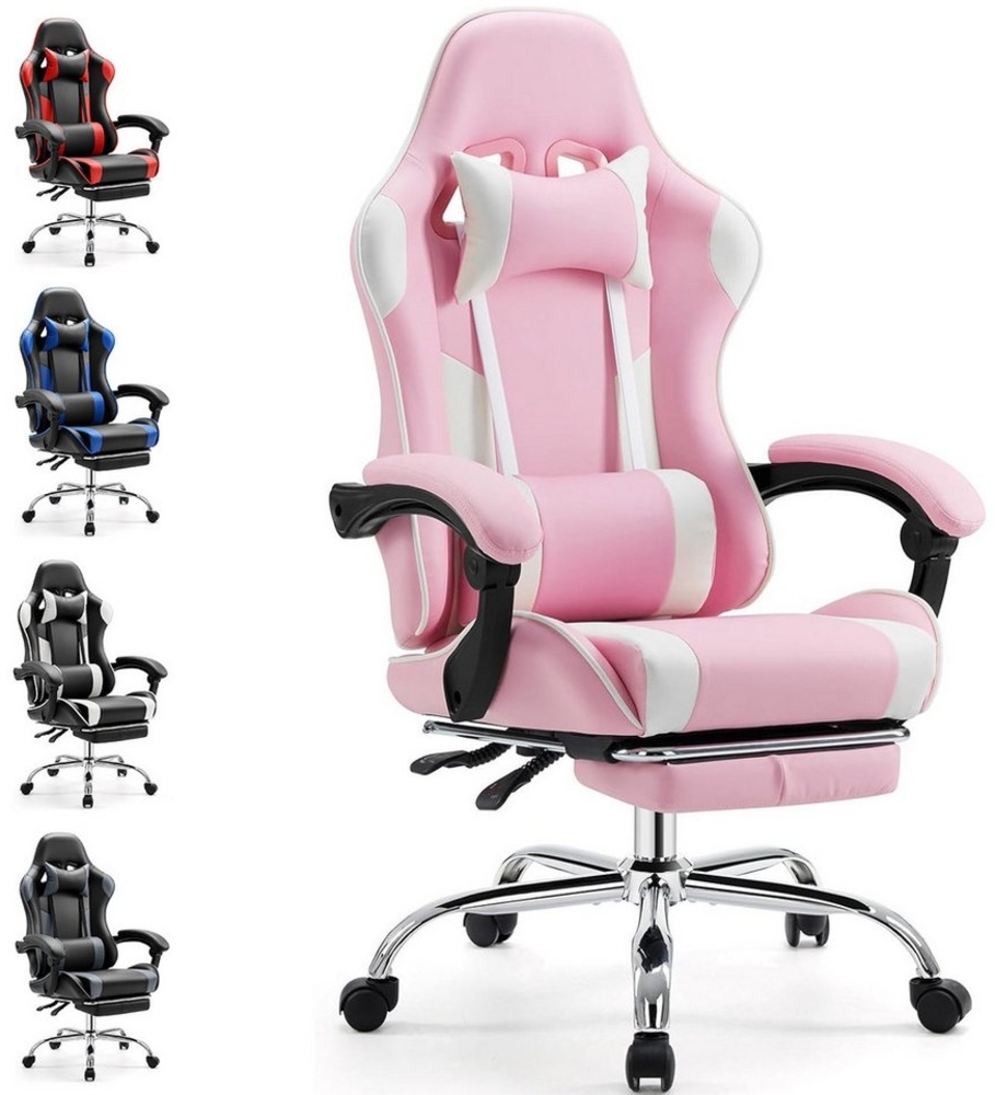 DUMOS Gaming-Stuhl Gaming Stuhl, Ergonomischer Bürostuhl mit Fußstütze, E-Sportstuhl, Gepolstert mit verstellbare Lendenkissen, Kopfkissen und Armlehnen Bild 1