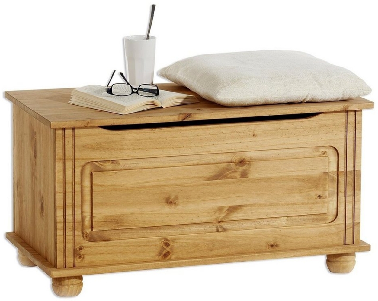 IDIMEX Sitztruhe Truhenbank Bristol, Sitzbank Bank Holzbank Truhe im Landhausstil mit Klemmschutz, Kiefer massiv, gewachst Bild 1