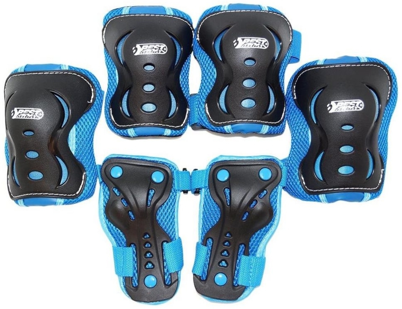 Best Sporting Schützer Set HQ, Kinder Knie-, Ellenbogen- und Handgelenkschützer, Größe XS/S M M, blau/schwarz Bild 1