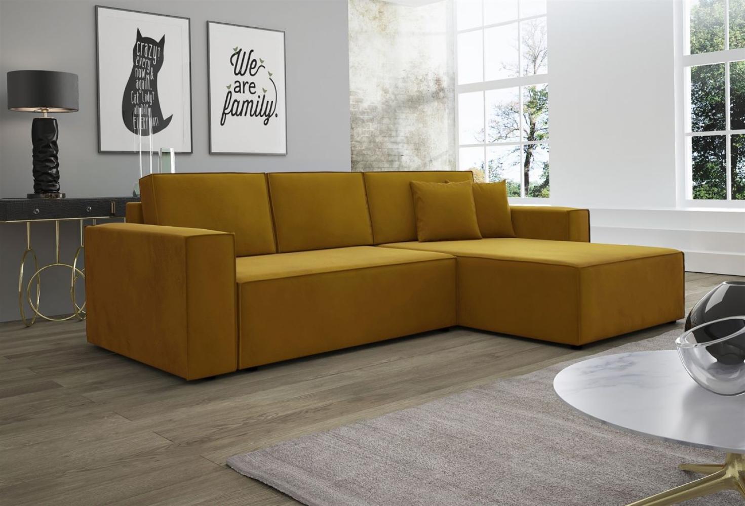 Ecksofa Schlafsofa Sofa CONOR Stoff Kronos Goldbraun Ottomane Rechts Bild 1