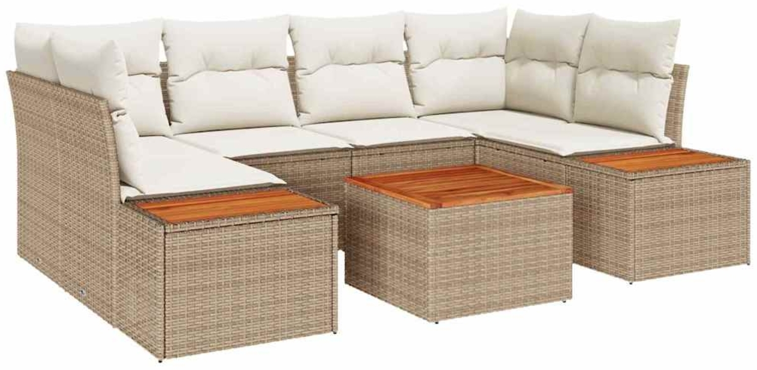 vidaXL Garten-Sofa-Set mit Kissen mit Speicher 6 pcs Beige Poly Rattan 3356706 Bild 1