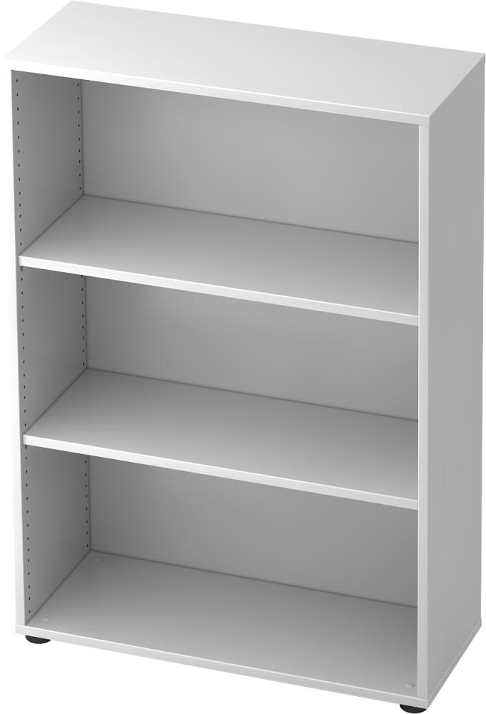 bümö Regal weiß, Standregal aus Holz für 3 Ordnerhöhen - Bücherregal klein 80 cm breit, Aktenregal für Ordner & Bücher, kleines Büroregal, Holzregal, Ordnerregal, Buchregal Dachschräge, 4500-W Bild 1