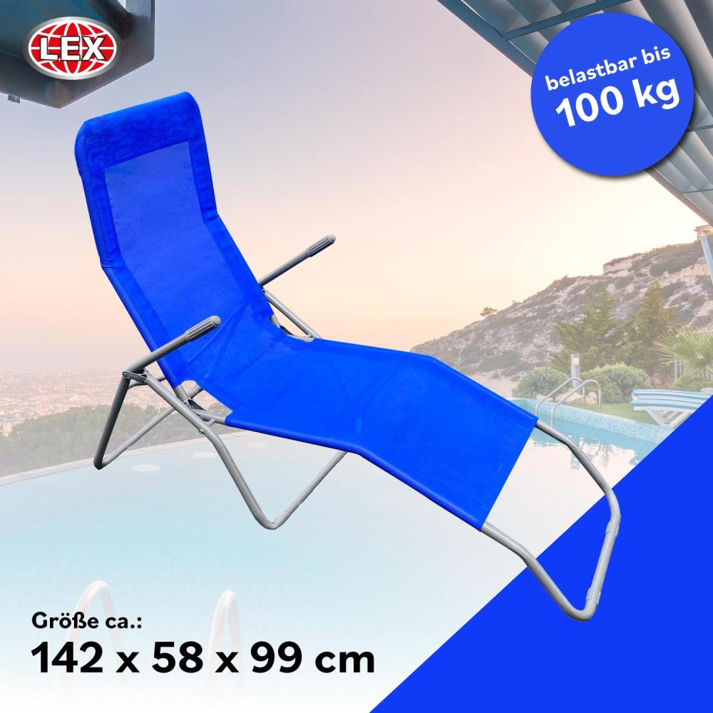 Siesta Liege Sonnenliege Kippliege Strandliege klappbar Garten Blau Bild 1