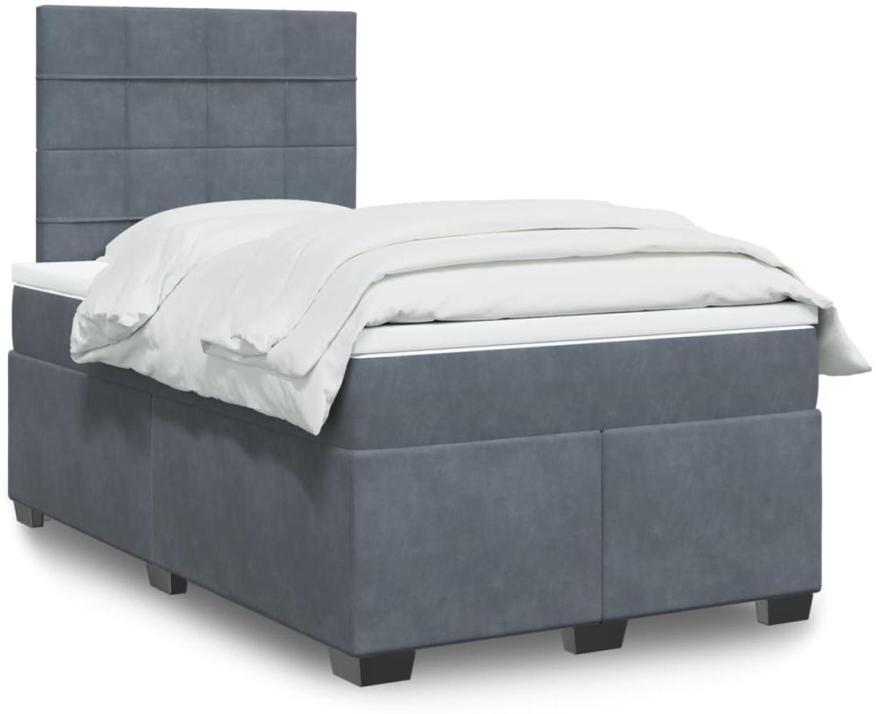 vidaXL Boxspringbett mit Matratze Dunkelgrau 120x190 cm Samt 3293159 Bild 1