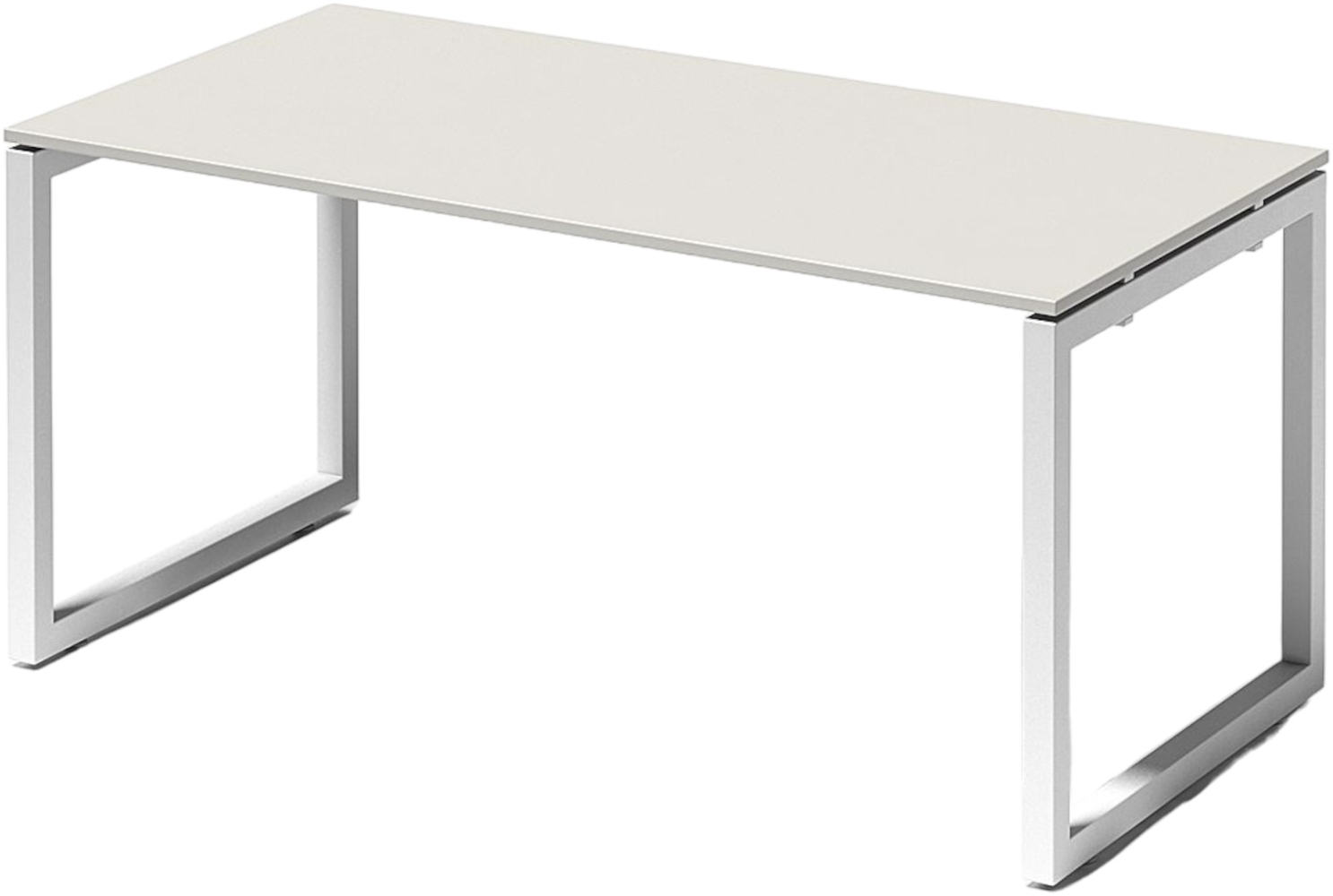 Bisley Cito Schreibtisch 160x80 cm, Tischplatte in grau, O-Gestell in Weiß - Bürotisch & Computertisch, PC Tisch für's Büro, Arbeitshöhe: 74 cm, DOF1608-GW-396 Bild 1