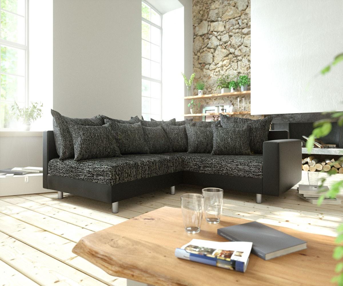 Ecksofa Clovis Schwarz modular Armlehne Ottomane Rechts Bild 1