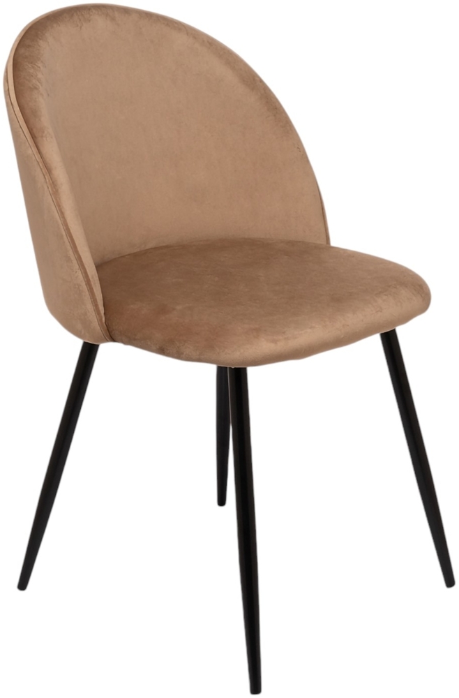 Dmora Stuhl Achito, Sessel mit Samtbezug, gepolsterter Esszimmerstuhl, Besprechungssitz, 51x54h82 cm, Beige Bild 1