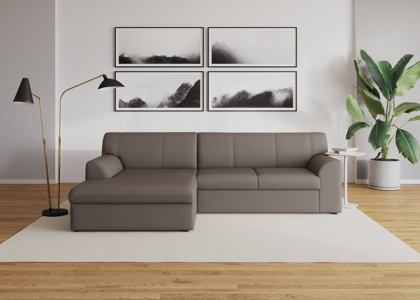 DOMO collection Ecksofa Topper, elegant und zeitlos, kompaktes Stellmaß 245/155cm, L-Form, mit Recamiere, wahlweise mit Schlaffunktion Bild 1