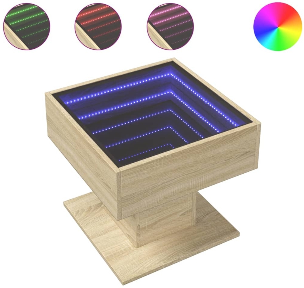 vidaXL LED-Couchtisch Sonoma Eiche 50x50x45 cm Holzwerkstoff 847527 Bild 1