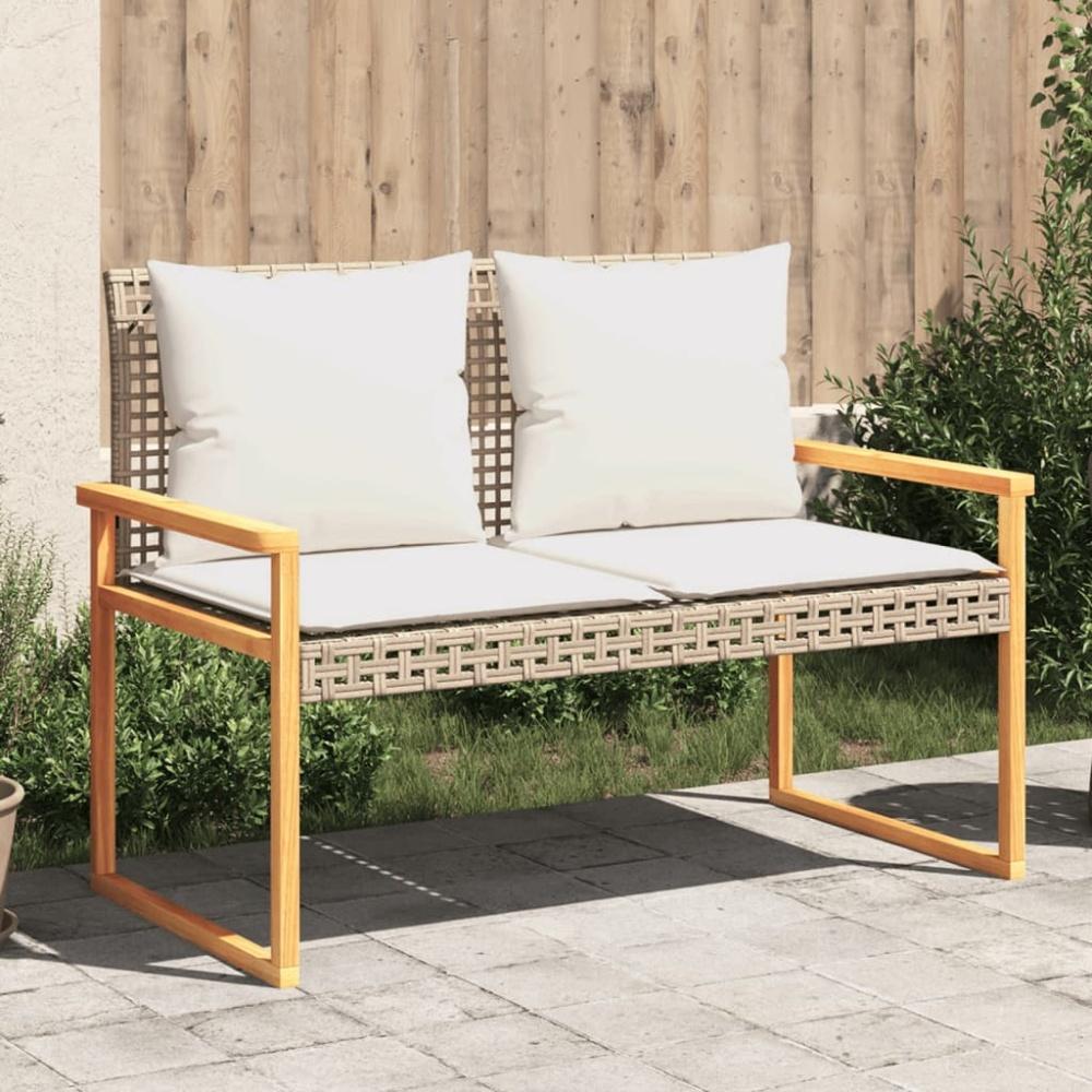 vidaXL Gartenbank mit Kissen Beige Poly Rattan Akazienholz 365863 Bild 1