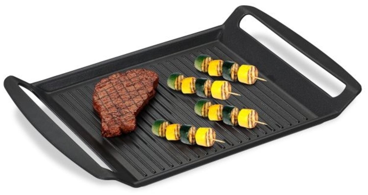 Relaxdays Grillplatte mit Antihaftbeschichtung, Metall anthrazit, 26 x 39 x 3,5 cm Bild 1