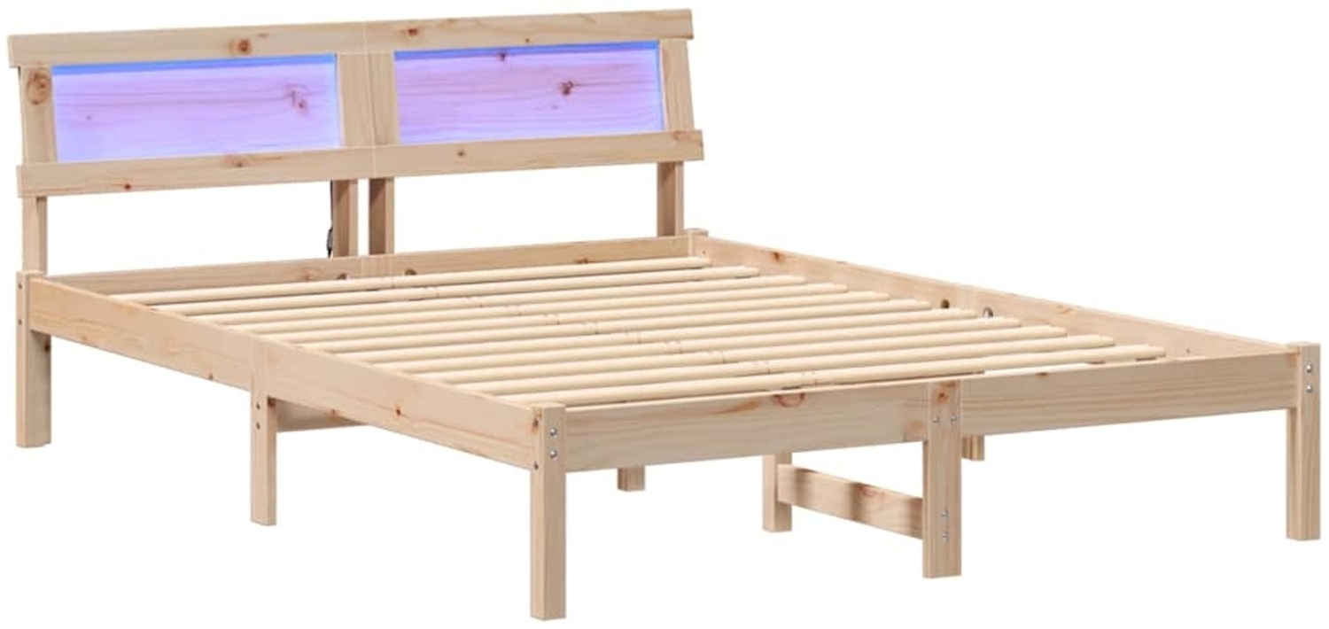 vidaXL Bettrahmen mit Kopfteil Braun 120 x 200 cm Massives Kiefernholz 872821 Bild 1