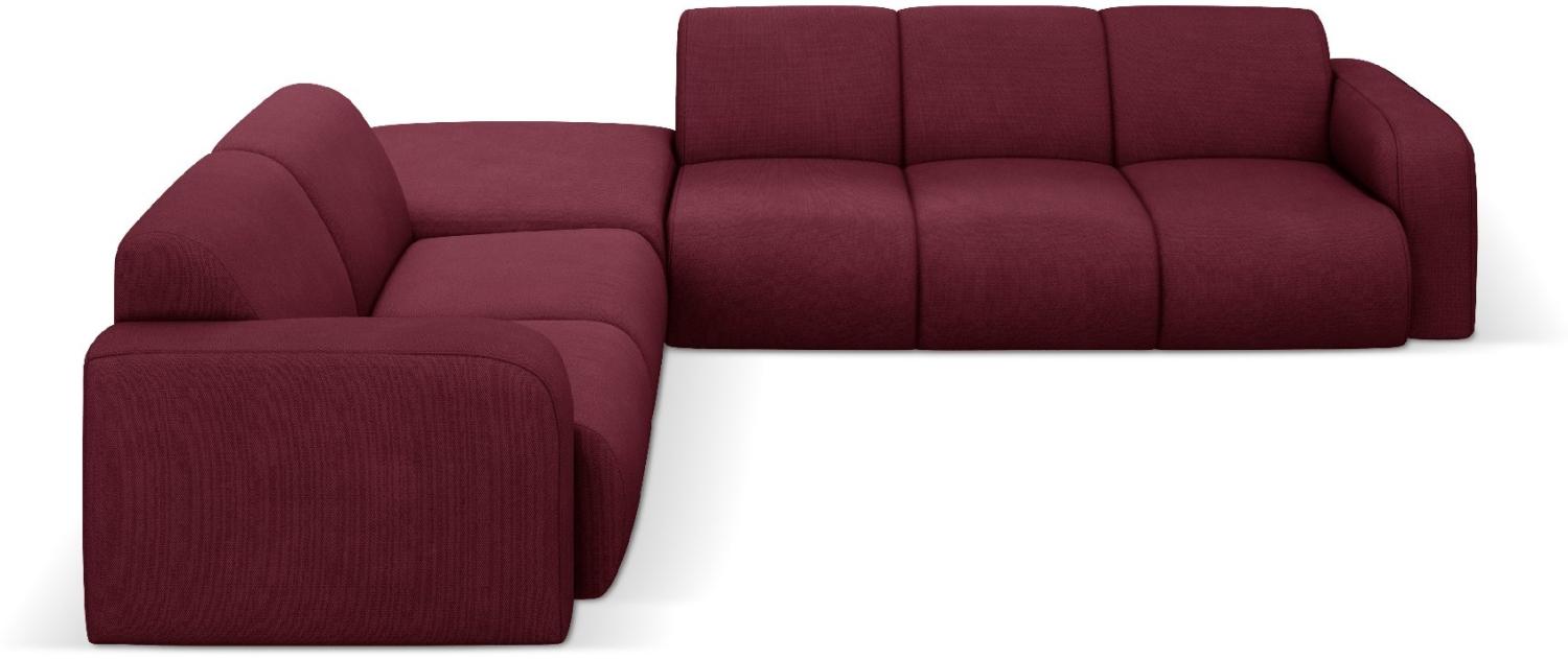 Micadoni Boucle Ecksofa Molino 6-Sitzer Links Strukturierter Stoff Bordeaux Bild 1