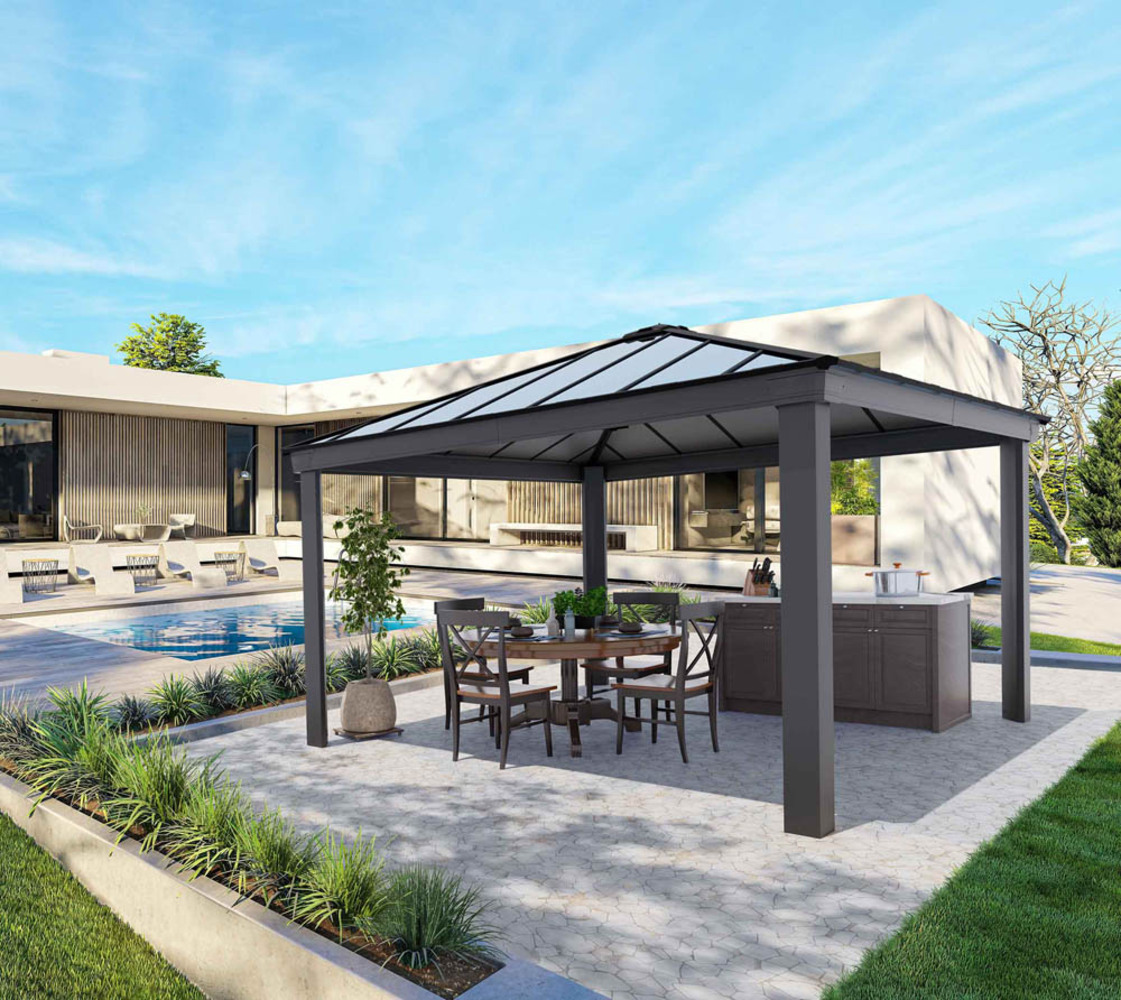 Palram - Canopia Aluminium Pavillon Dallas 1414 | Anthrazit | 422x422x307 cm Bild 1