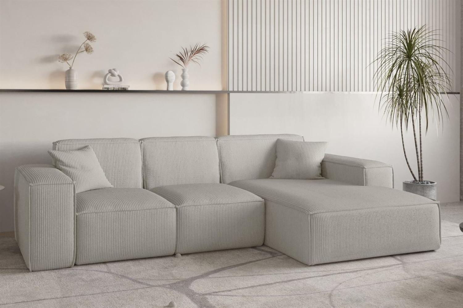 Ecksofa Designersofa CELES PREMIUM in Stoff Scala Sandgrau Ottomane Rechts Bild 1