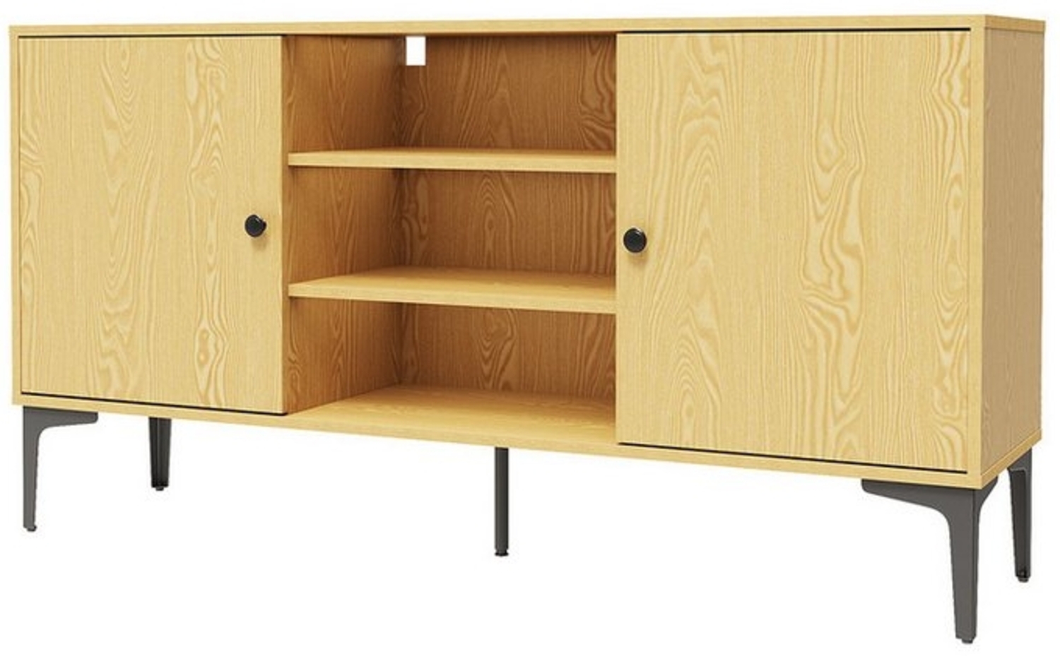 SONNI TV-Schrank Eichenfarbener TV-Stand mit mehreren Schränken. Bild 1