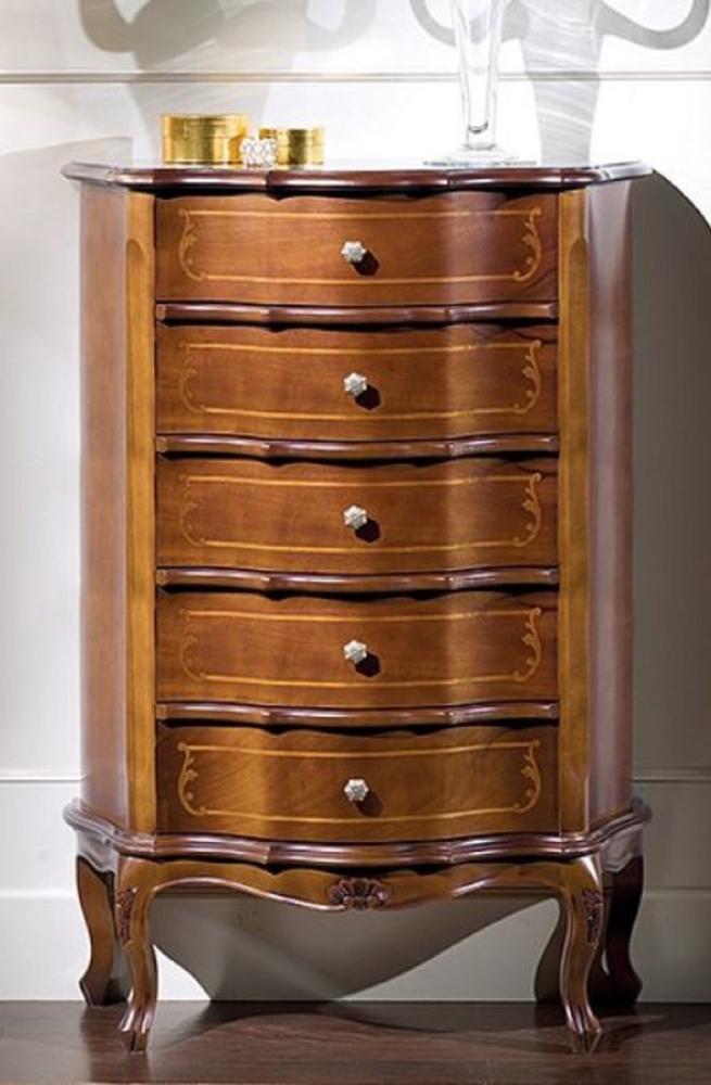 Casa Padrino Luxus Barock Kommode Braun - Edler Massivholz Schrank mit 5 Schubladen - Barock Möbel - Luxus Qualität - Made in Italy Bild 1