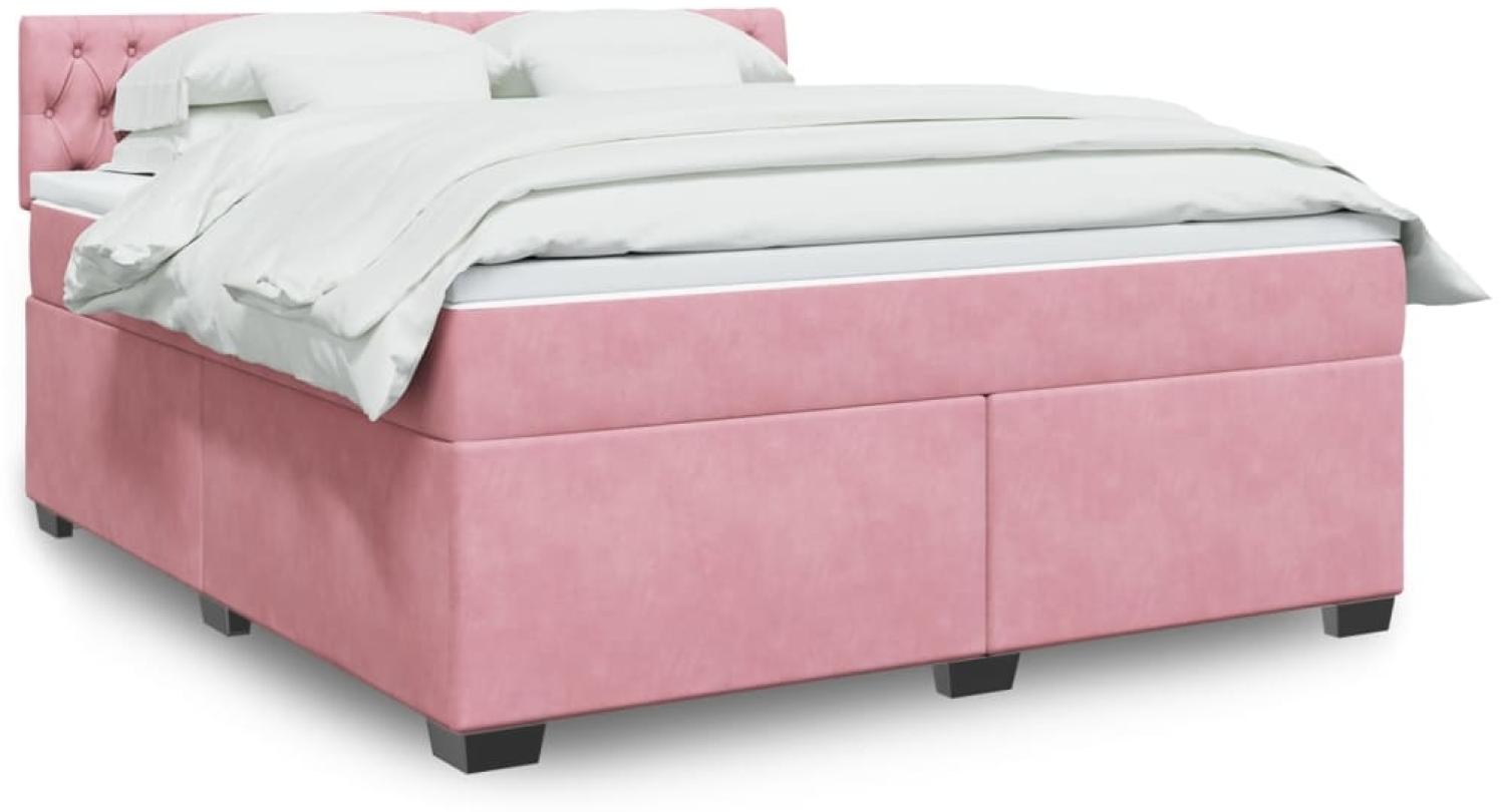 vidaXL Boxspringbett mit Matratze Rosa 180x200 cm Samt 3288689 Bild 1