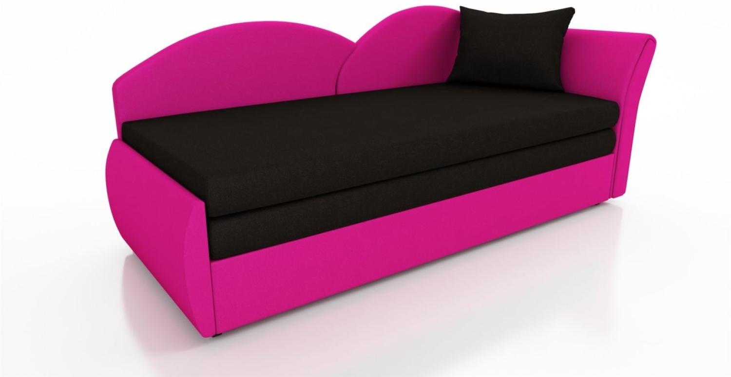 Sofa Schlafsofa inklusive Bettkasten ALINA / L- Stoff Alova Pink / Schwarz Bild 1