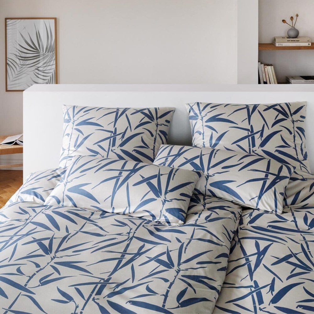 elegante Mako Jersey Bettwäsche Sweet Grass blau|155x220 cm + 80x80 cm Bild 1