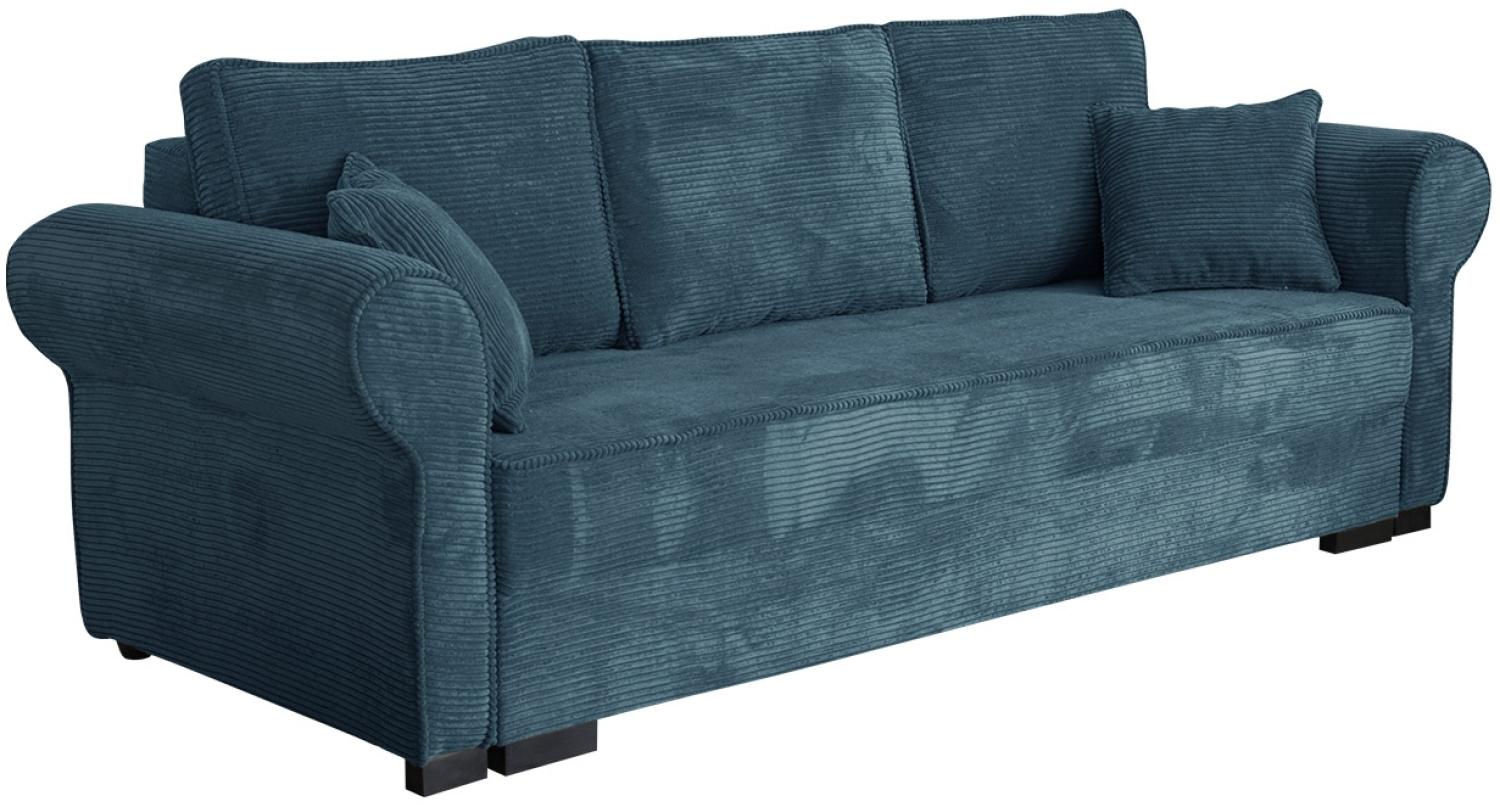 Mirjan24 'Olimpia' Schlafsofa mit Bettkasten, Cord, 92 x 92 x 234 cm, Blau Bild 1